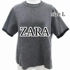 美品 ZARA 半袖ニット セーター クルーネック グレー Lサイズ