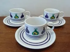 オールドノリタケ　NT　カップ＆ソーサー　3セット　レトロポップ　洋梨柄　レア