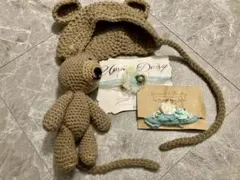 ベビー 帽子 ニューボーンフォト セット ぬいぐるみ くま ヘッドアクセ
