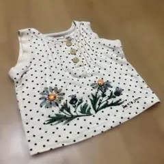 petit jam ドット柄 花柄 ノースリーブ トップス　女の子80cmのサムネイル