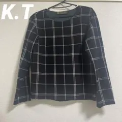 スーパーファインウール チェック柄長袖トップス