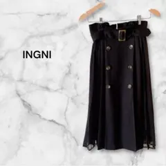 INGNI デザインプリーツスカート ベルト付き ブラックF