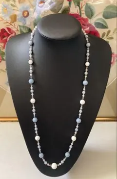 天然石ビーズネックレスとイヤリングセット