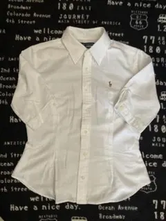 L*y様 美品　Ralph Lauren 白ボタンダウンシャツ半袖スリムフィット
