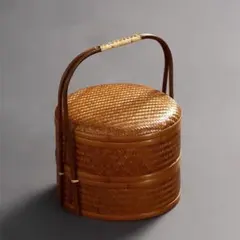 竹編み 提籃 菓子器 二段重 煎茶道具 工芸品のサムネイル