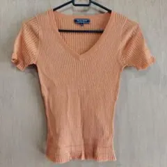 【未使用品】レディース★DUAL VIEW オレンジ Vネック Tシャツ 40のサムネイル