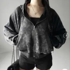 me+em select ピグメントヴィンテージショートジップパーカー