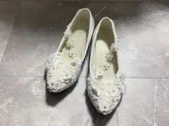ブライダルシューズ 23cm ヒール3cm 結婚式 ホワイト 靴