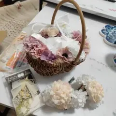【結婚式】造花バスケット型ウェディングブーケ、リングピロー
