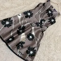 《美品》 M'S GRACY 花柄ワンピース ブラック ブラウン 38 チェック