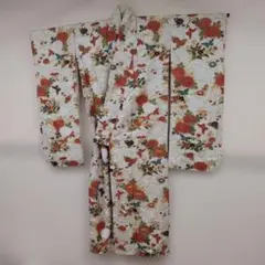 #WU09.正絹振袖伝統的菊花に舞蝶総柄着丈短め約152cm