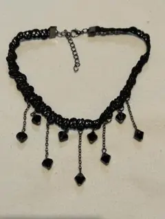 チョーカー　レースリボン　ビーズ　ブラック　ゴシック　ロリータ　ゴスロリ