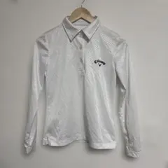 キャロウェイ　レディース　長袖ポロシャツ　総柄　M　ホワイト