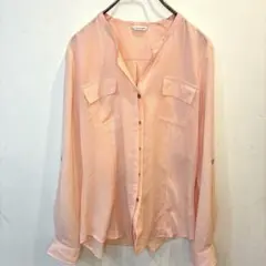 Calvin Klein カルバンクライン　スキッパーシアーブラウス　ピンクのサムネイル