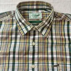 クロコダイル　半袖　チェックシャツ Mサイズ 綿混　カジュアル　古着used