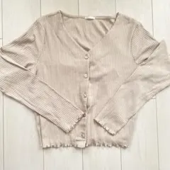 GU ベージュ リブ編み 長袖カーディガン