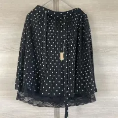 黒と白の水玉プリーツスカート M