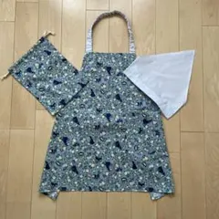 ハンドメイド　キッズエプロン　小学生　入学　給食エプロン　プリンセス　花柄　双子