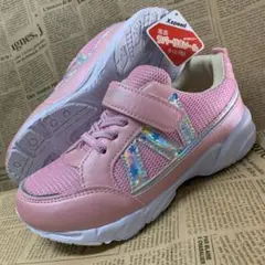 新品★キッズ・子供★17.0cm★軽量 マジックテープスニーカー 桃色34033