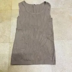 GU ジーユー リブニットスクエアネックタンクトップ カーキ S