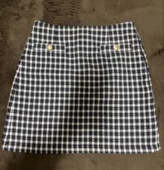 GU 黒と白のチェック タイトスカート