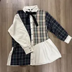 チェックワンピース 長袖 チュニック