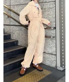 ペールオレンジ サロペット オールインワン