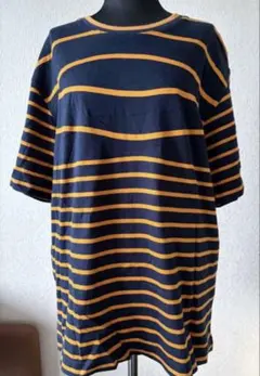 美品LANVIN 変わりストライプ Tシャツネイビーオレンジ50のサムネイル