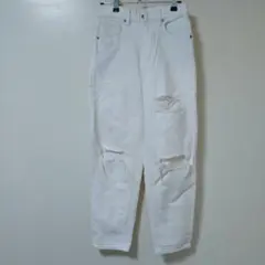 GU ホワイト ダメージデニムパンツ M