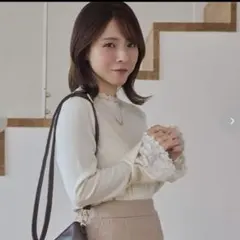 yumi レース付き長袖 ニット セーターM