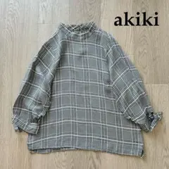 akiki チェック柄 七分袖 チェックシャツ　ブラウス
