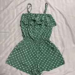 水玉模様のフリルサロペット