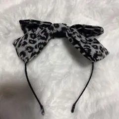 リボンカチューシャ スカーフ グレー 2点 ヒョウ柄 JK 文化祭 コスプレ