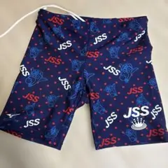 JSS ロゴ入り キッズ水着 青赤水玉