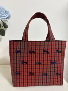 ミニトートバッグ 赤チェック