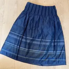 コムサイズム　黒ストライプフレアスカート