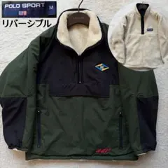 激レア✨ポロスポーツ アノラックパーカー リバーシブル ボア ワッペン 刺繍 M