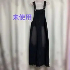新品 黒 ブラックデニムサロペット オールインワン S