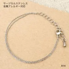 ２連シルバーシンプルチェーン　ブレスレットorアンクレット　サージカルステンレス
