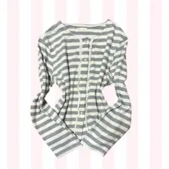 axes系レトロガール姫カジ 森ガール コケット ボーダー カーディガントップス