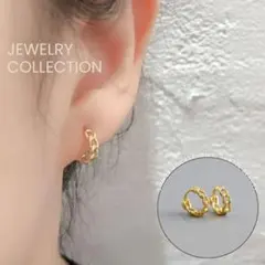 R02 フープピアス キャッチレス ゴールド チェーン 1807のサムネイル