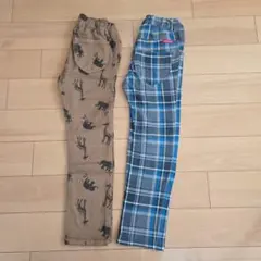 moujonjon 動物柄とチェック柄の長ズボン