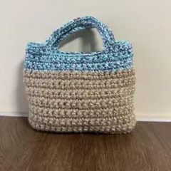 ハンドメイド　　麻ひも　鍵編みバック