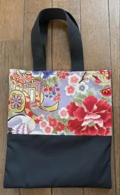 和風花柄トートバッグ
