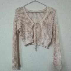 Heather リボンメッシュカーディガン