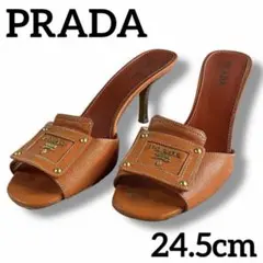 良品 PRADA プラダ レザー ロゴ 金具 ミュール サンダル サフィアーノのサムネイル