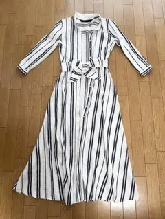 ZARA WOMAN リネンブレンド ロングシャツワンピース M