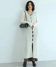 美品✨ADAM ET ROPÉ ニットロングカーディガン　白　F