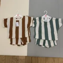 新品タグ付き　西松屋　セットアップ ボーダー　ストライプ90 センチ　2点セット