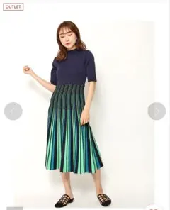 美品✨ フレイアイディー マルチカラープリーツ半袖　ニットワンピース